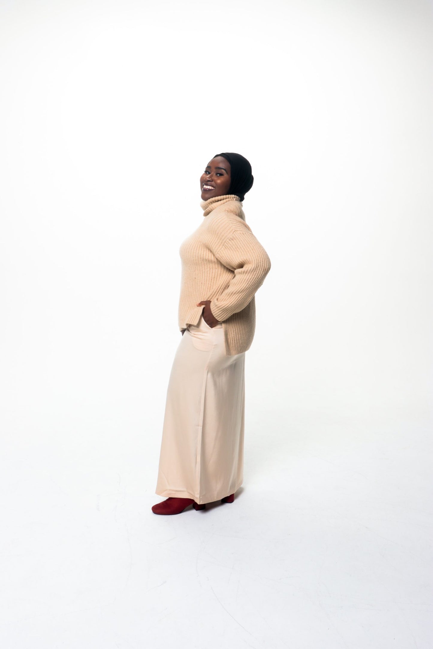 CELA SATIN SKIRT -TAN