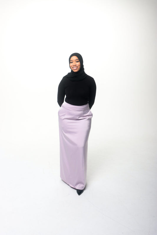 CELA SATIN SKIRT - LAVENDER